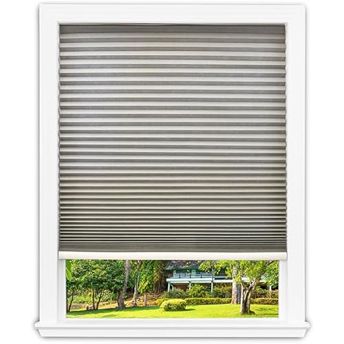 Redi Shade No Tools Easy Lift Trim-at-Home Cordless Cellular Light Filtering Fabric Shade Gray, 30" W x 64" L, (Fits Windows 19 in - 30 in)