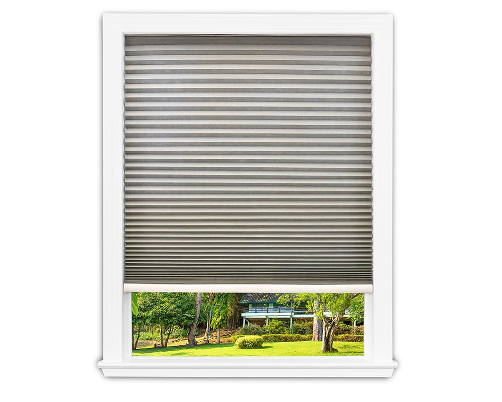 Redi Shade No Tools Easy Lift Trim-at-Home Cordless Cellular Light Filtering Fabric Shade Gray, 30 in x 64 in, (Fits Windows 19 in - 30 in)