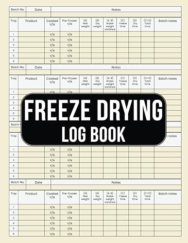 Freeze Drying Log Book: More than 500 food batch schedules | 150 pages to record purchases, machine maintenance, expenses and more