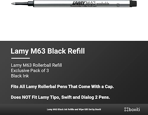 Miniatura 2 de Lamy M63 - Recambio para rollerball negro (paquete de 3) y toallita