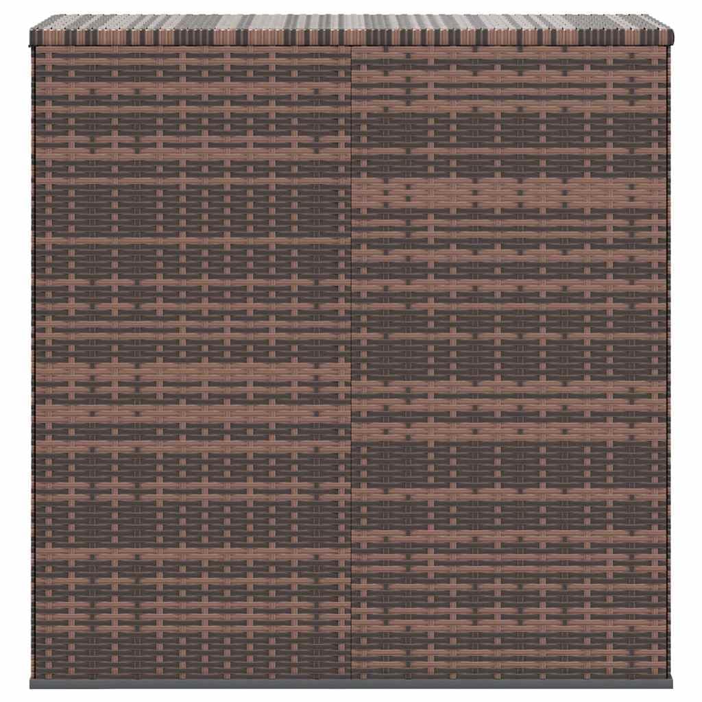 Caja de cojines de jardín de polietileno de ratán marrón, 100 x 49 x 103,5 cm, con bolsillo interior impermeable y muelle de gas resistente a la intemperie, para balcón, terraza, espacio de
