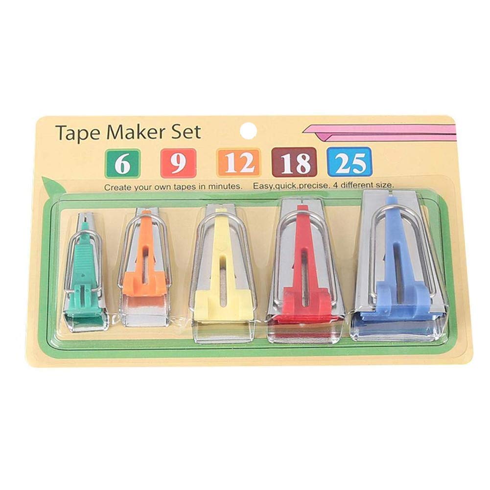 4 Pezzi Strumento per Sbieco per Cucito, Bias Binding Maker Set, Nastro di Tessuto Maker Tool