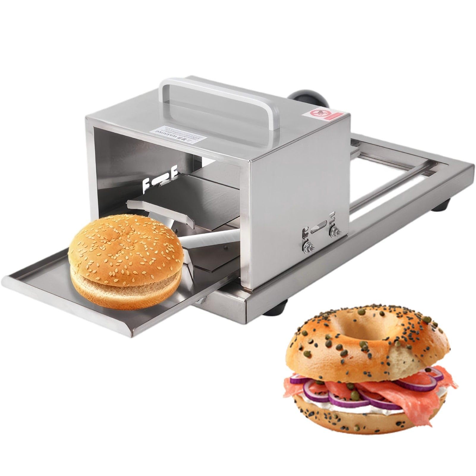 ExoticaBlend Commercial Bagel Slicer Manual Hamburger Bun Cutter Bread Guillotine with Stainless Steel Blade for Cutting Even Bagels & Bun Slices