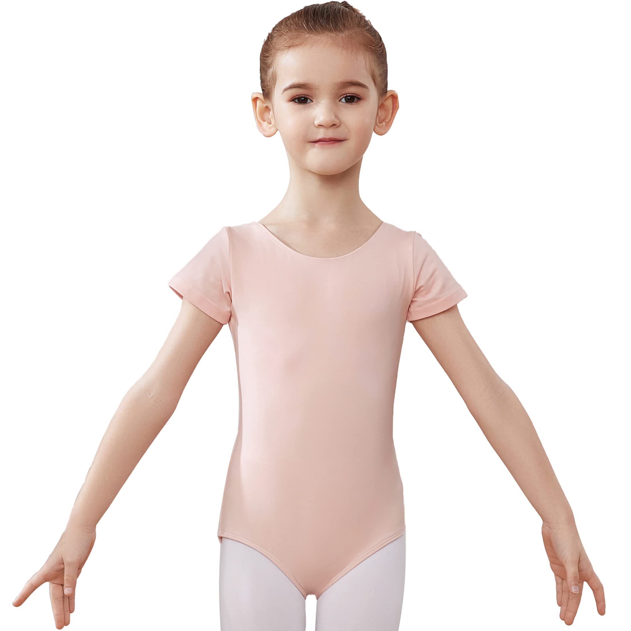 HIPPOSEUSGirls' Team Basic Long/Short Sleeve Leotard for Ballet Dance Gymnastics Toddler Bodysuit Dancewear, AM0019 + Y07