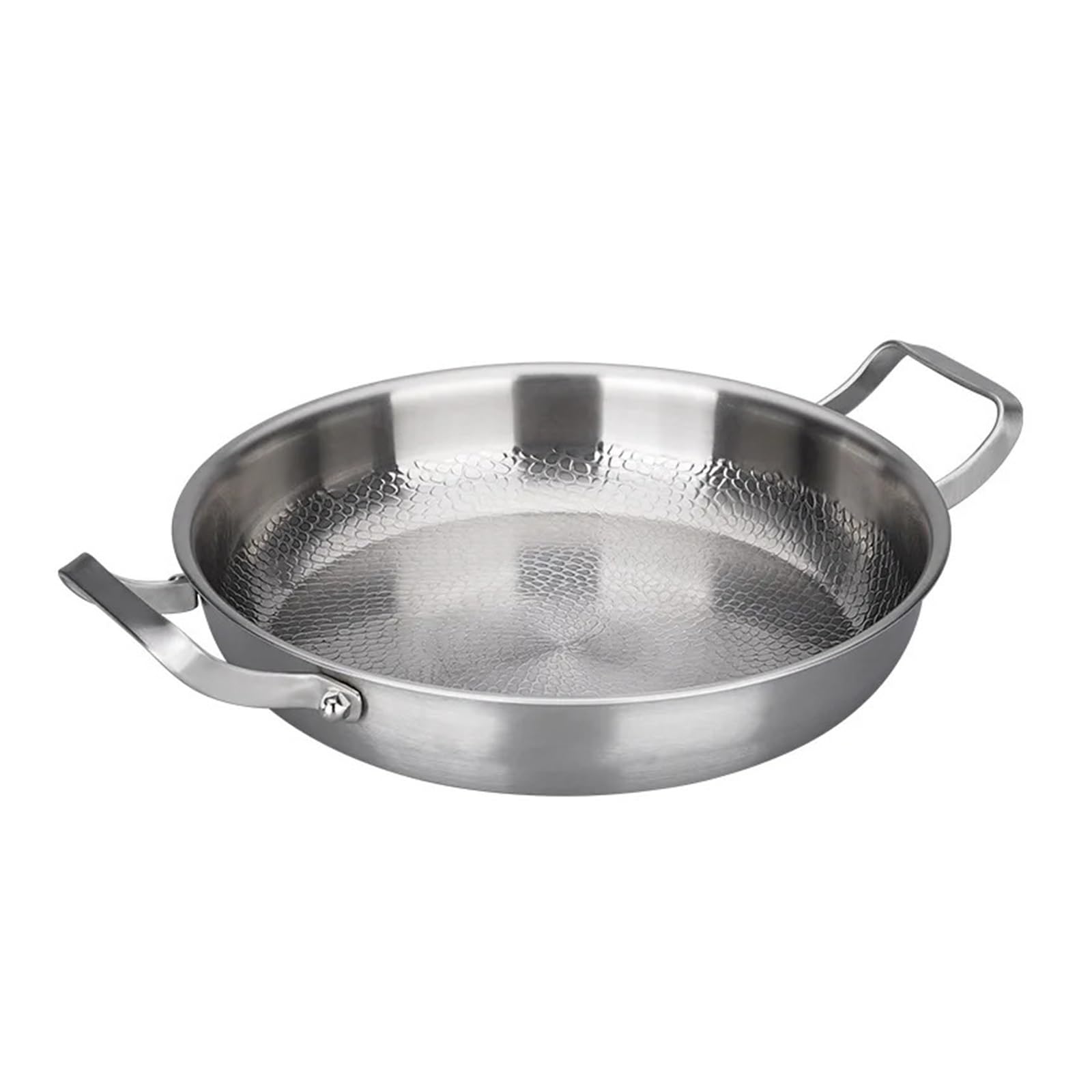 Sartén de doble oreja con patrón martillo titanio for uso doméstico, filete fondo plano sin recubrimiento, antiadherente(26CM)