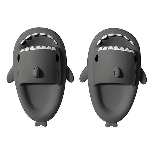 Cysincos Shark Slides for Women and Men Anti-Slip Open Toe House Shark Slippers Casual Slide Sandals
