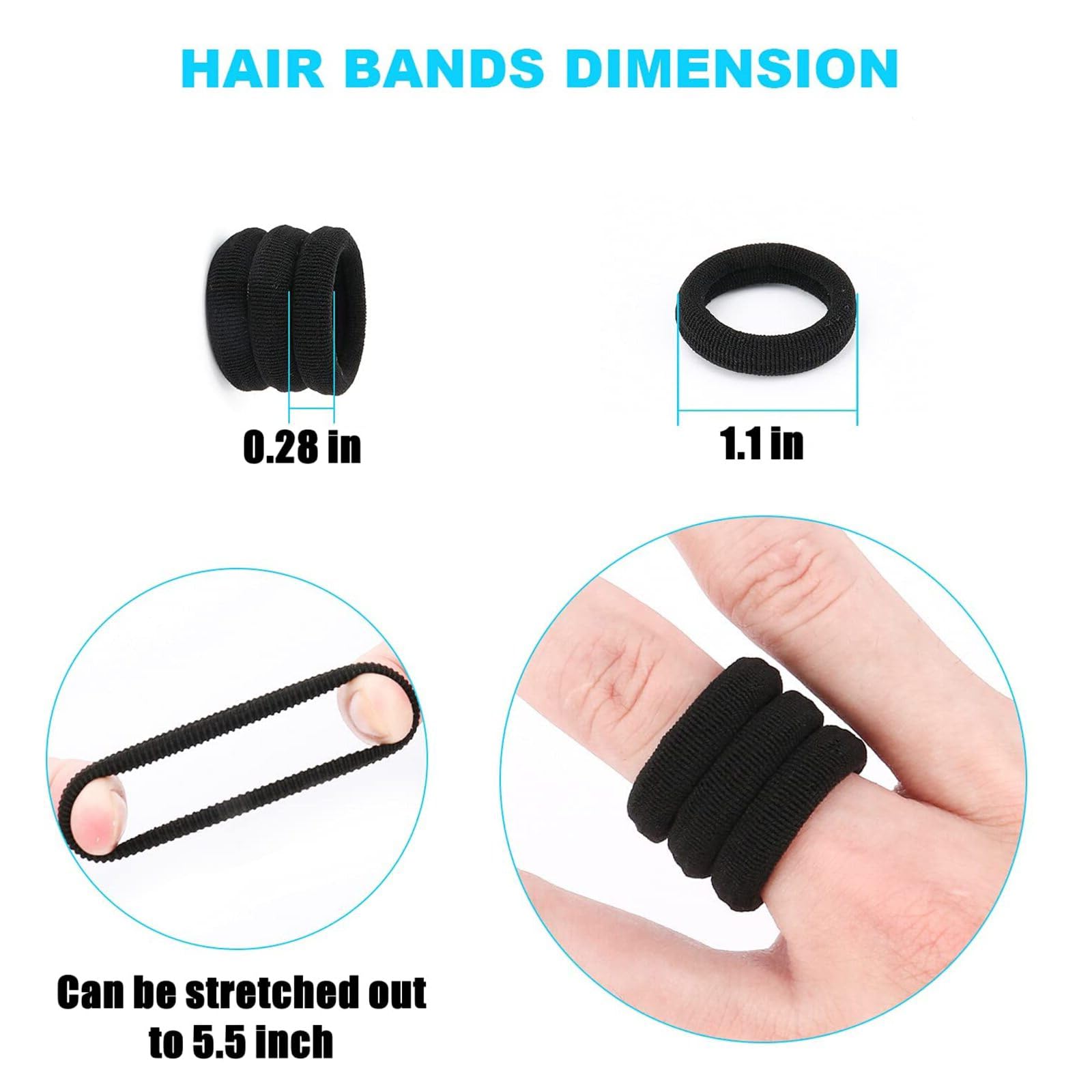 Hair Ties Mini Seamless Black Hair Bands Soft Elastics Ponytail Holders Hair Ties for Girls Toddler (100 Pcs) - Image 3
