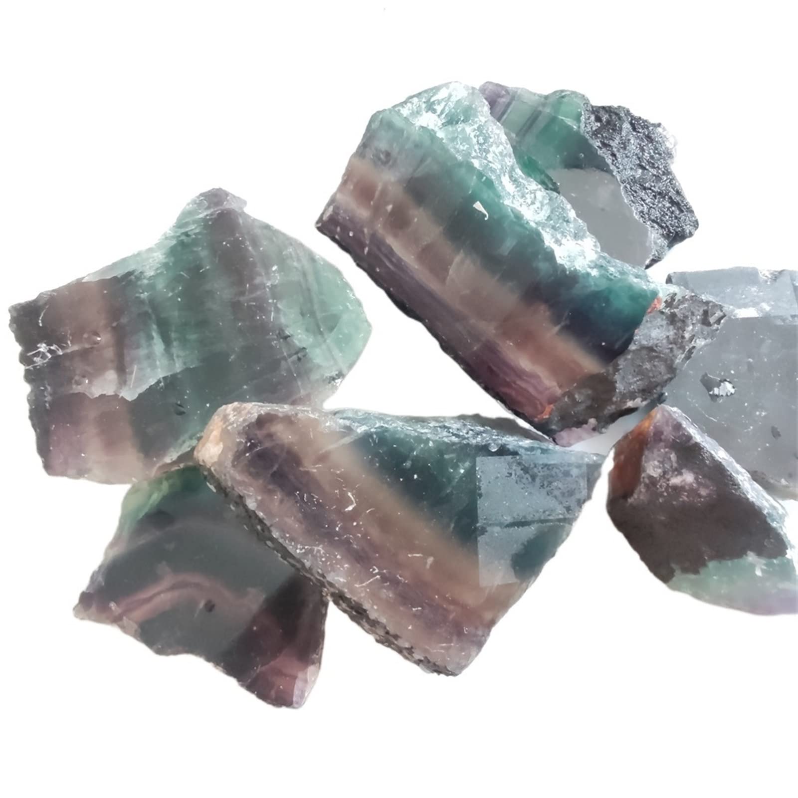 FUERLI 100g Fluorite Grezza Naturale Pietra Grezza Cristalli di Quarzo Roccia Acquario Decorazione della Stanza di Casa Pietra Preziosa zhimo Raccolta domiciliare