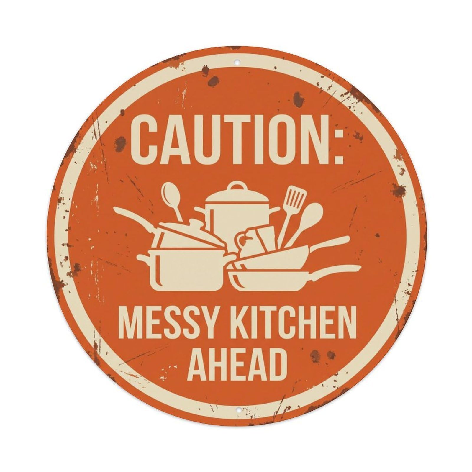 Caution Messy Kitchen Funny Warning Notice Metal Tin Sign