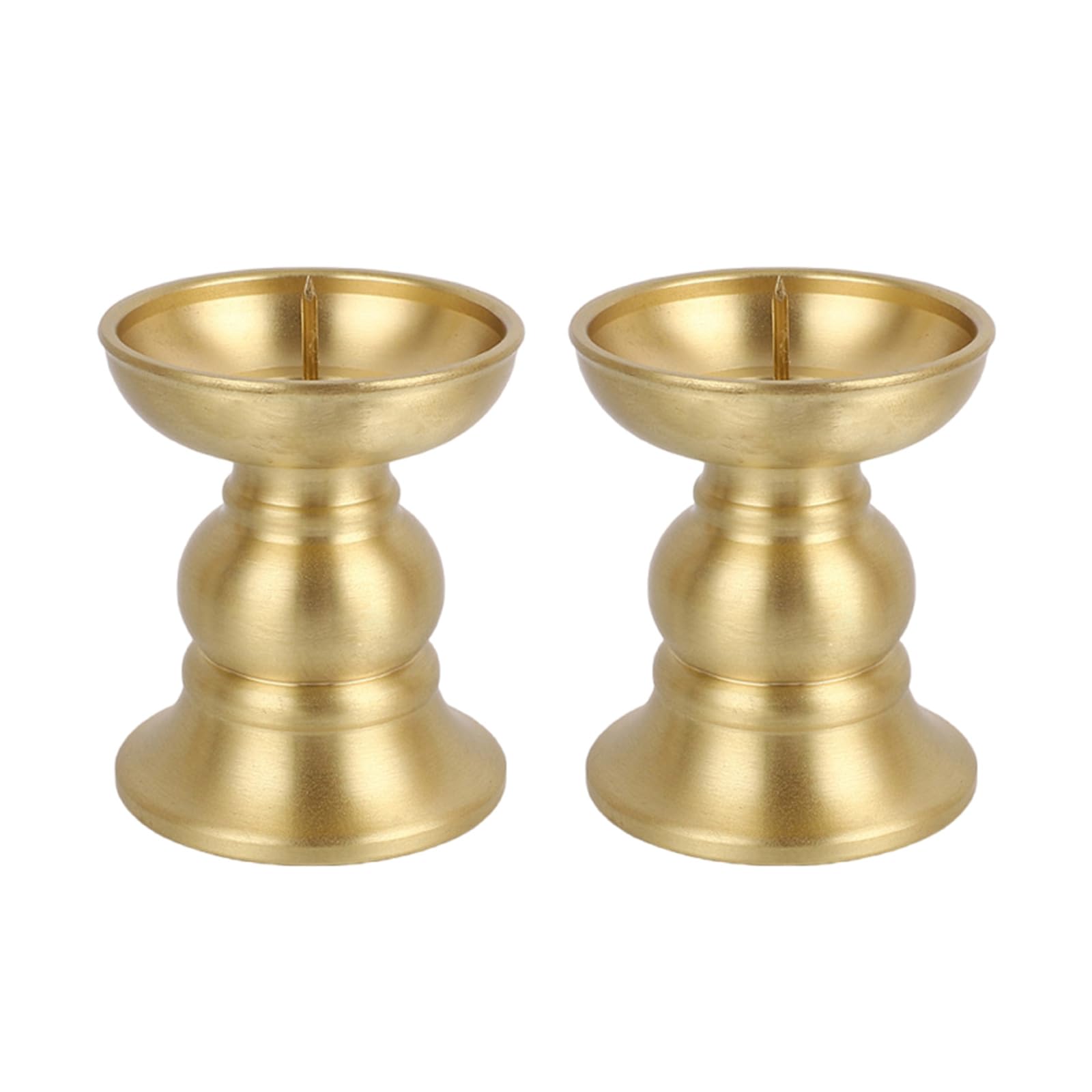 Nucelit 2Pcs Devotional Brass Stand for Buddhist Altars Base Design Candleholder Oil Lamp Religious Decors Temple Brass Holders