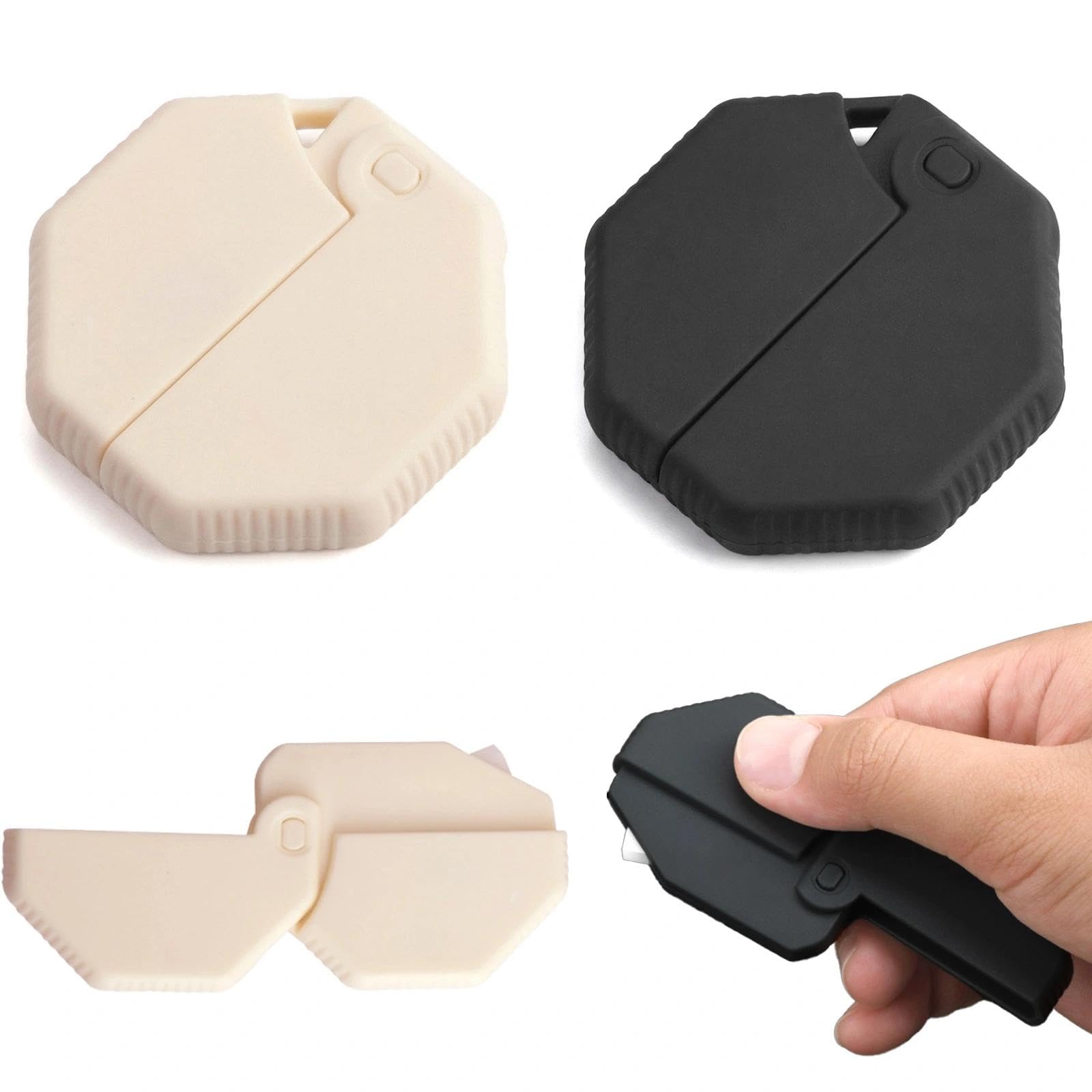 2 Pcs Black Beige Ceramic Box Cutter, Magnetic Package Opener 4.8 cm