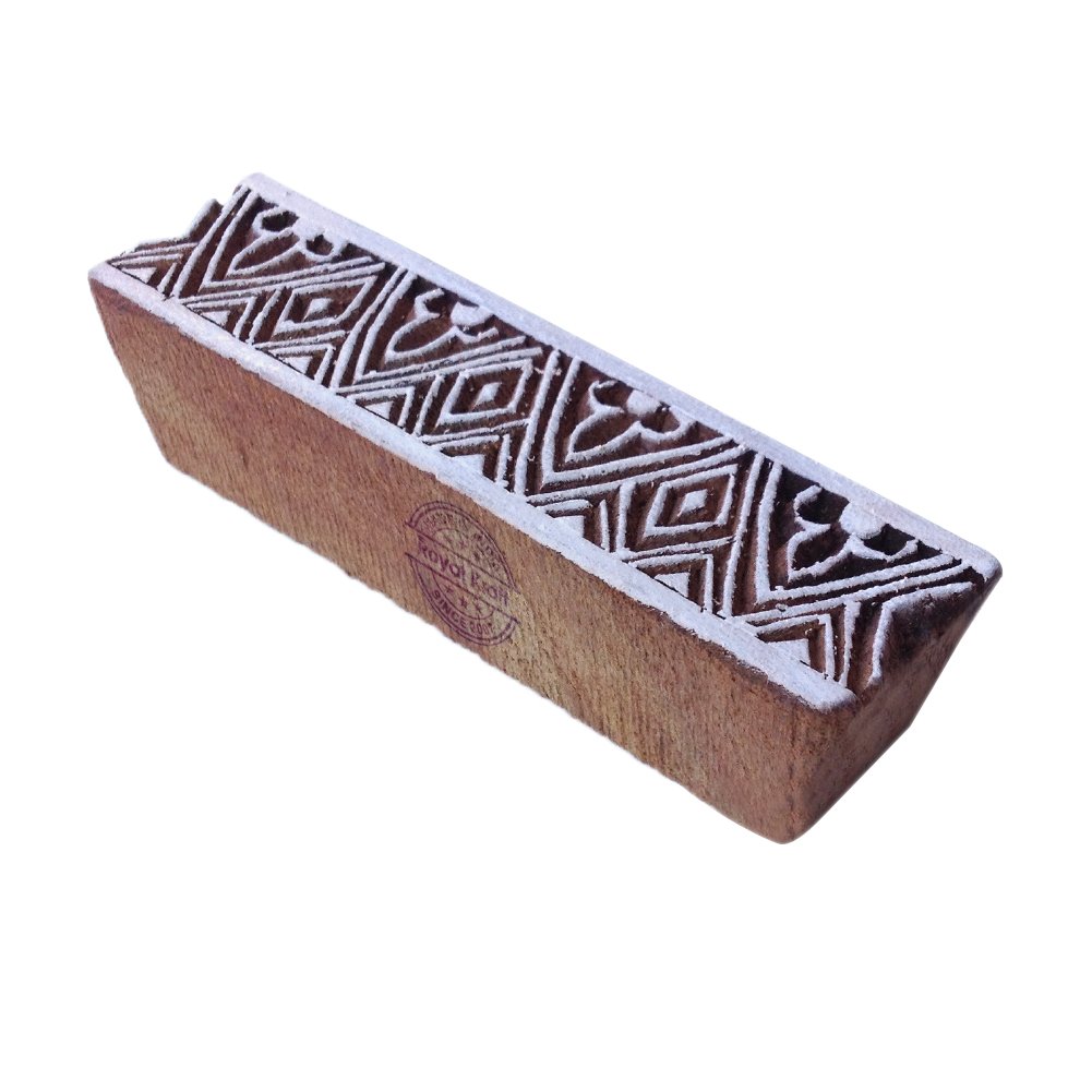 Arty Crafty Geometric Pattern Border Wood Print Stamp - DIY Henna Fabric Textile Paper Clay Pottery Block Printing Stamp
