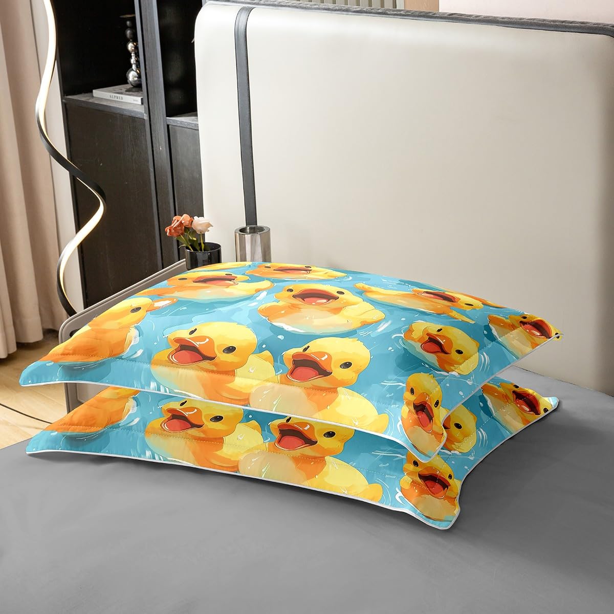 Homewish Gummi Ente Baumwolle Bettwäscheset 135x200cm Nettes Tier bettbezug für Kinder Jungen Mädchen Bauernhof Ente Bettwäsche Ölgemälde bettset Moderne Schlafzimmer dekor