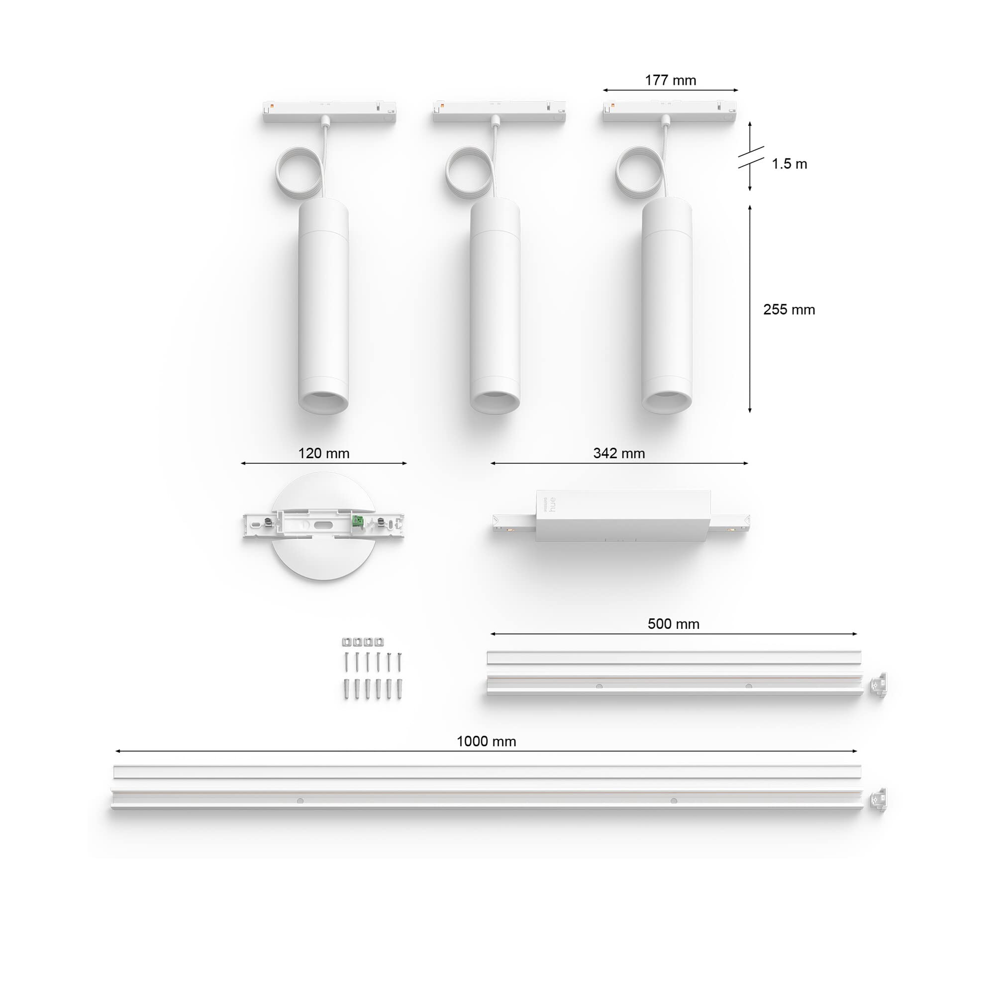 Philips Hue Zestaw bazowy Perfio (sufitowy) + 3x Lampa wisząca Perifo (biała)