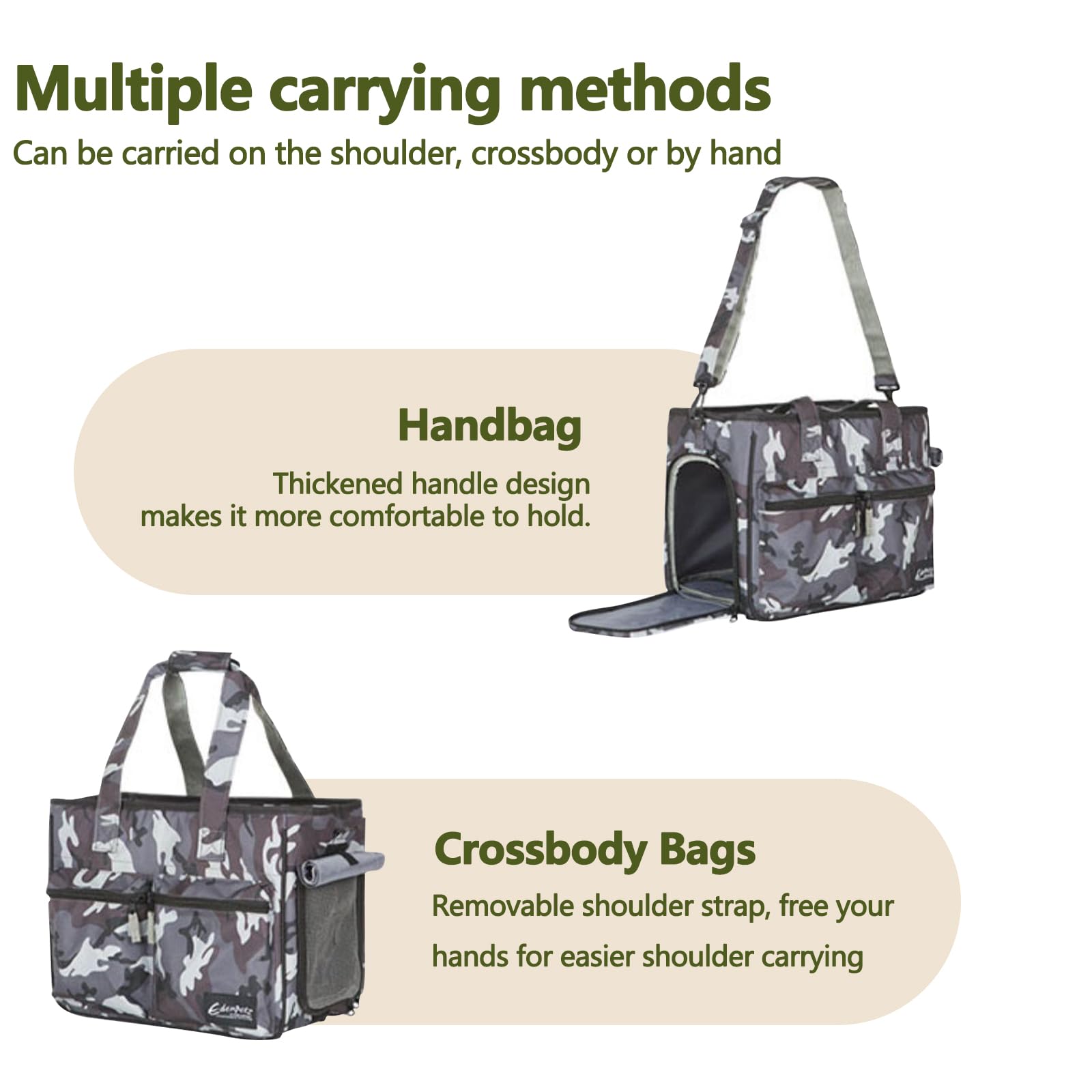 Galatée Bolsa Transportadora para Gatos, Bolsa Plegable para Mascotas Aprobada por Aerolíneas, Transportín De Viaje para Gatos y Perros, Bolsa De Transporte para Viajes Largos(Verde)