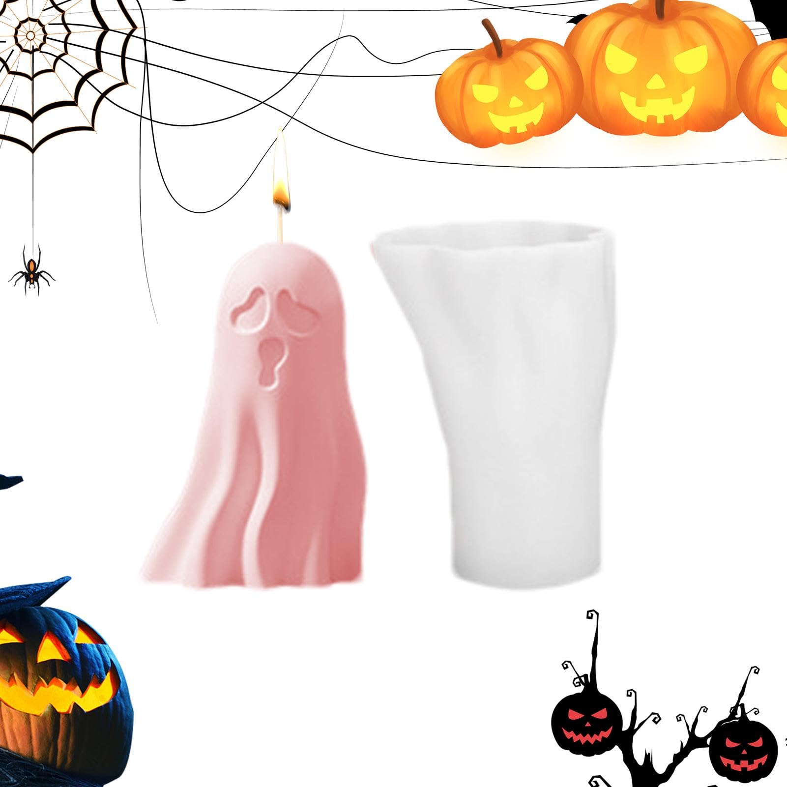 Halloween 3D Molds - Cute Ghost Candle-Making Molds | 3D Halloween Candle Molds, Silicone Mould for Epoxy Resin, Candle, Handmade Soap, Halloween Decor