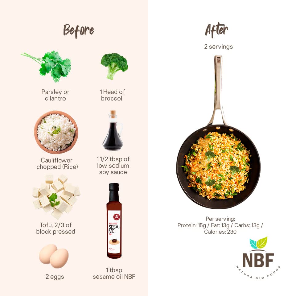 Miniatura 7 de NBF Aceite de semilla de sésamo tostado (17.2 onzas líquidas) sin refinar, prensado en frío, para cocinar, Kosher