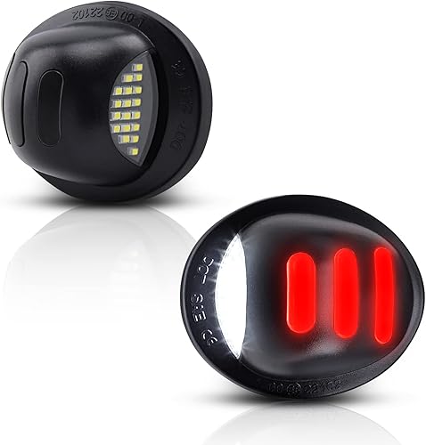 Asgohme Luces LED blancas para placa de matrícula con tubo de neón OLED rojo para parachoques trasero conjunto de lámpara de repuesto compatible con
