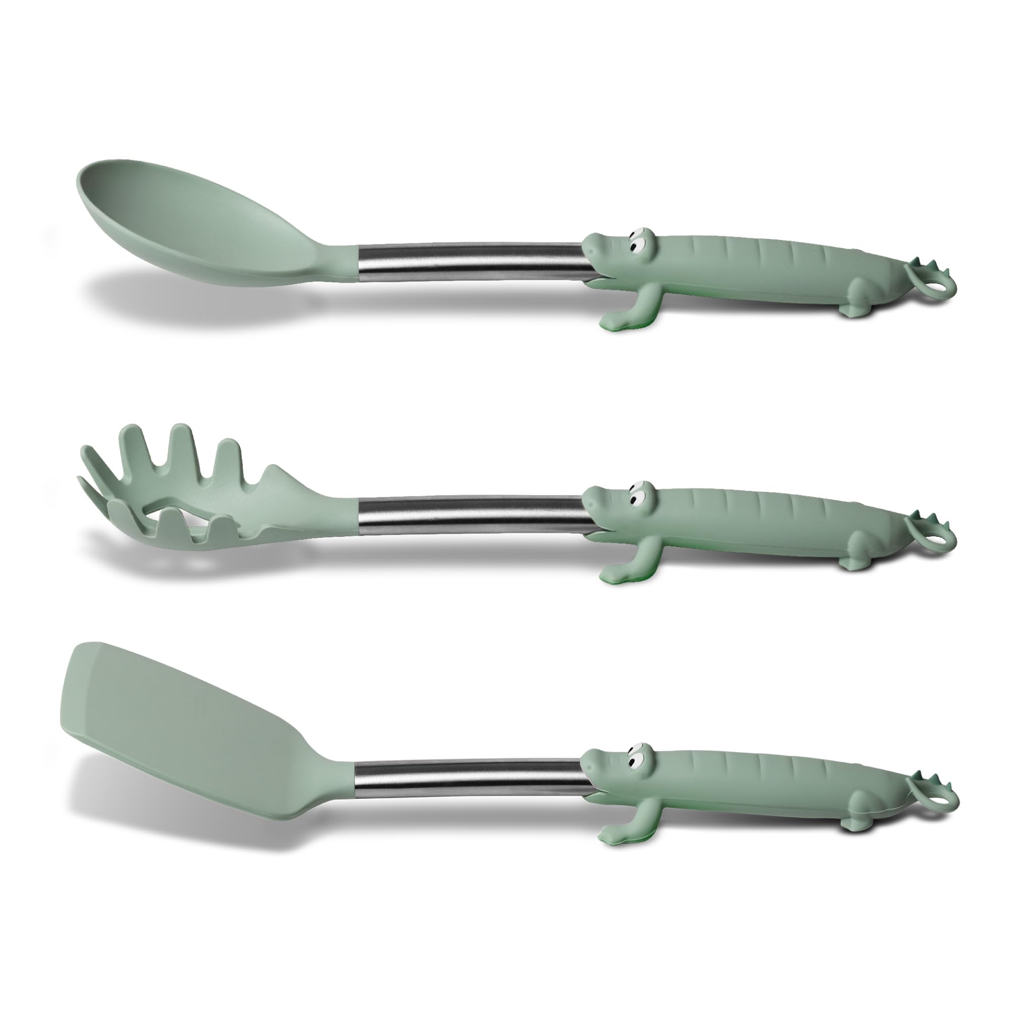 BONE Ensemble Ustensiles de Cuisine en Silicone – Spatule, Cuillère & Louche à Pâtes – Résistant à 230°C, Antiadhésif & Autoportant – 3 Pièces