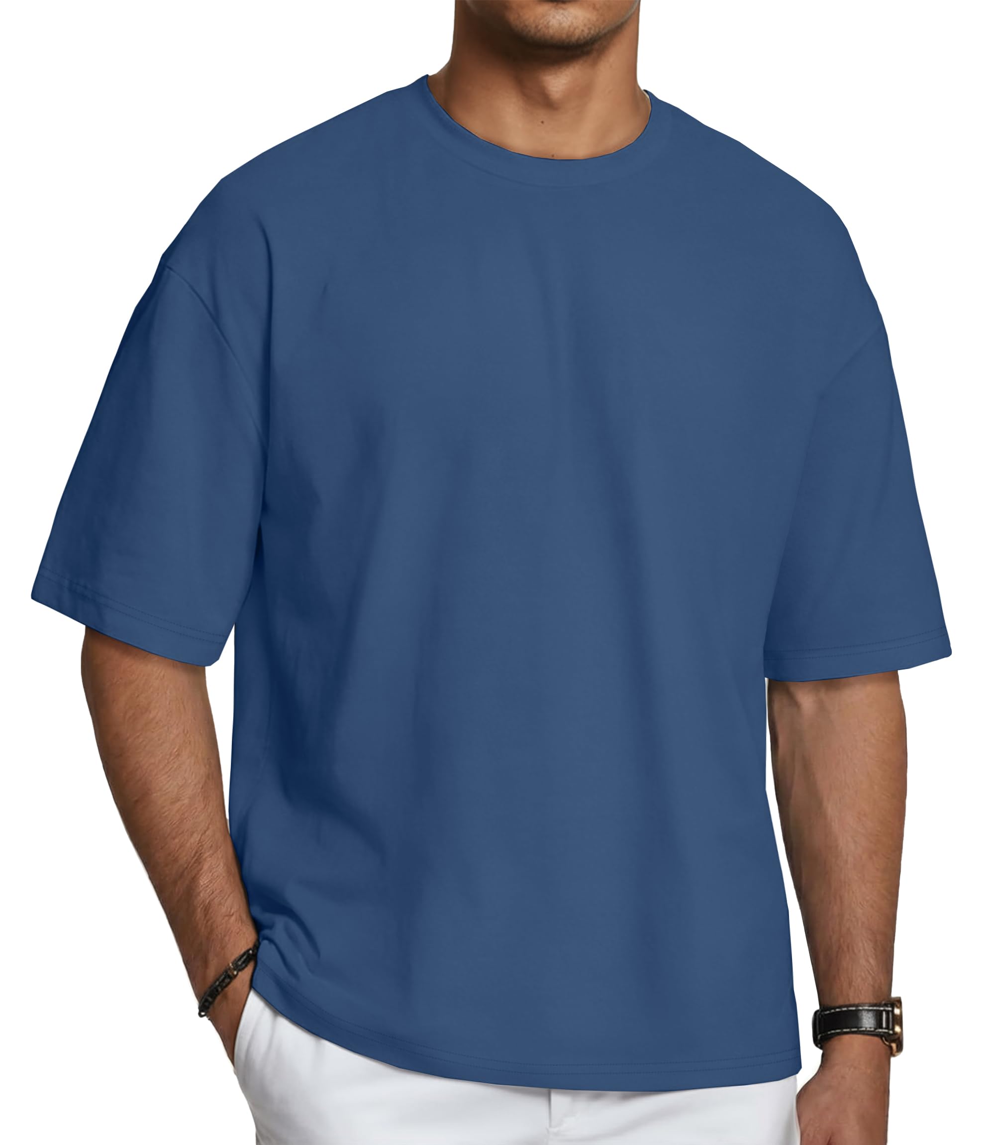 T Shirt Herren Sommer Tops Männer Oversized Tshirt Rundhals Basic Kurzarm Oberteil