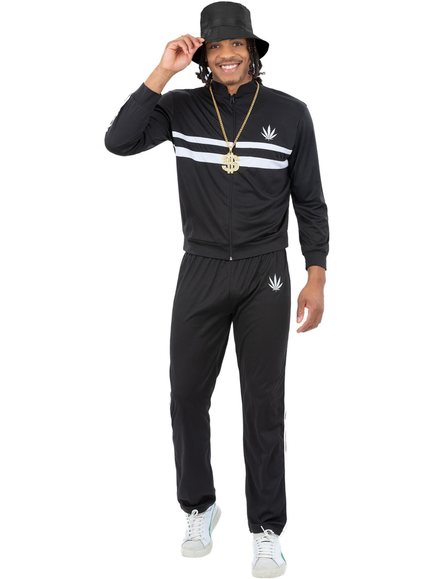 Smiffys Men's Black 90S Running Mc Tracksuit Costume