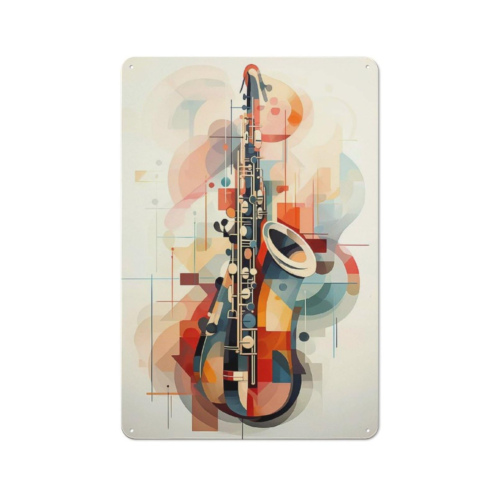 Junmoney Abstract Saxophone Retro Tin Sign 30X20cm For Garage Or Workshop, For Furnishing A New Garage And Workshop With Retro Decor