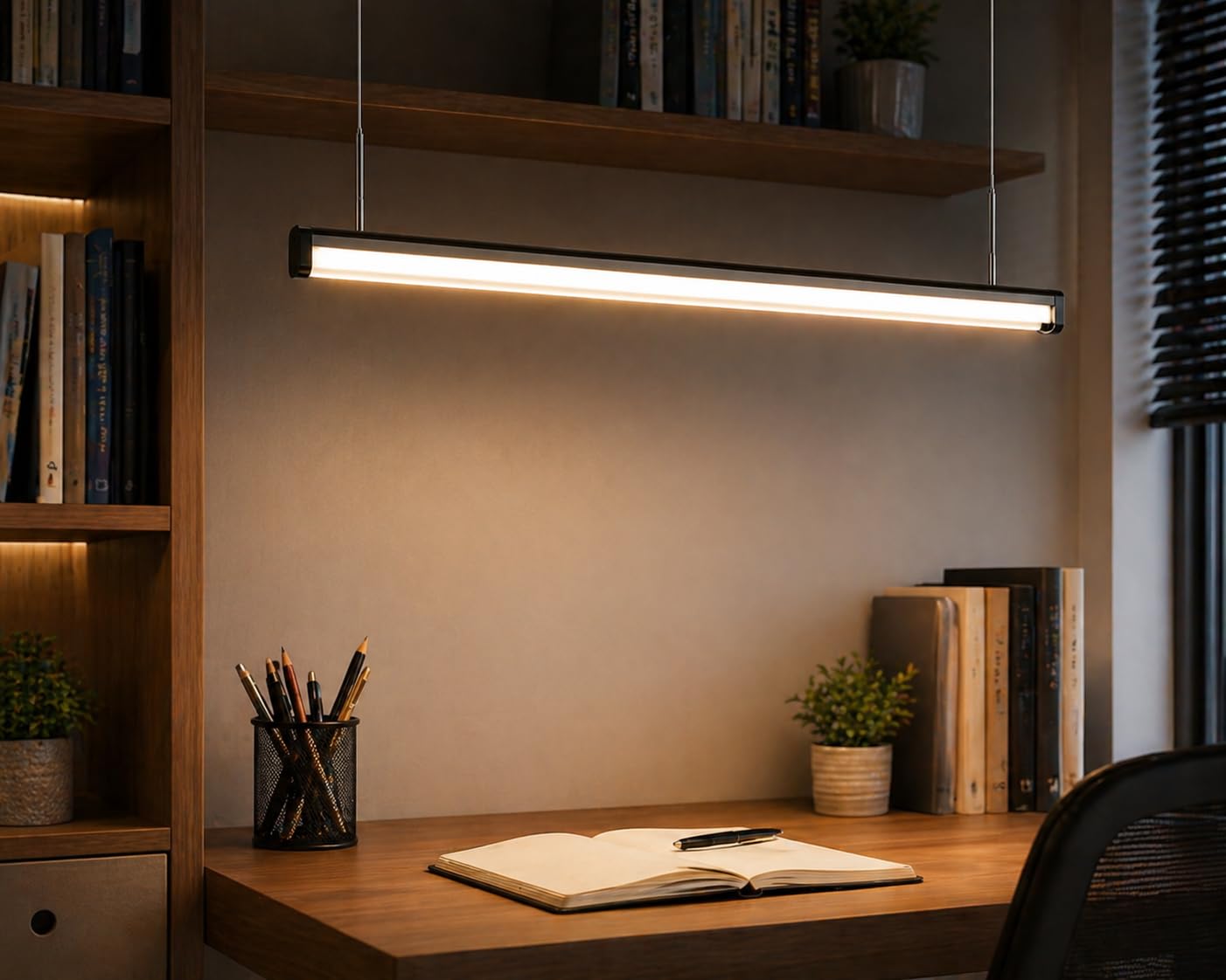 Trendy Illumina 4ft Hanging Linear LED Light | 3-in-1 Color Change (Warm White, Natural White, Cool White) | Modern Tube Light Fixture for Office Cabin, Study Table & Workspaces-image-25