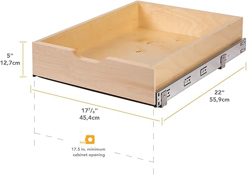 Miniatura 3 de Knape & Vogt RS-WMUB-17-WD - Caja de cajones de madera extraíble de 5 pulgadas de alto x 18 pulgadas de ancho x 22 pulgadas de profundidad
