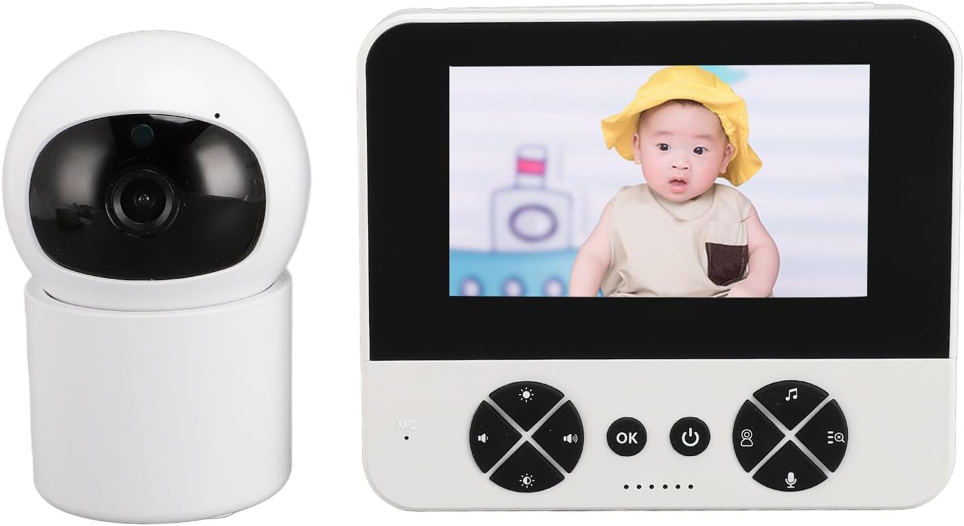 Dpofirs Baby Monitor with Camera and Audio, 4.3in HD Screen, 2-Way Intercom, Night Vision, Adjustable Angle for Home Indoor