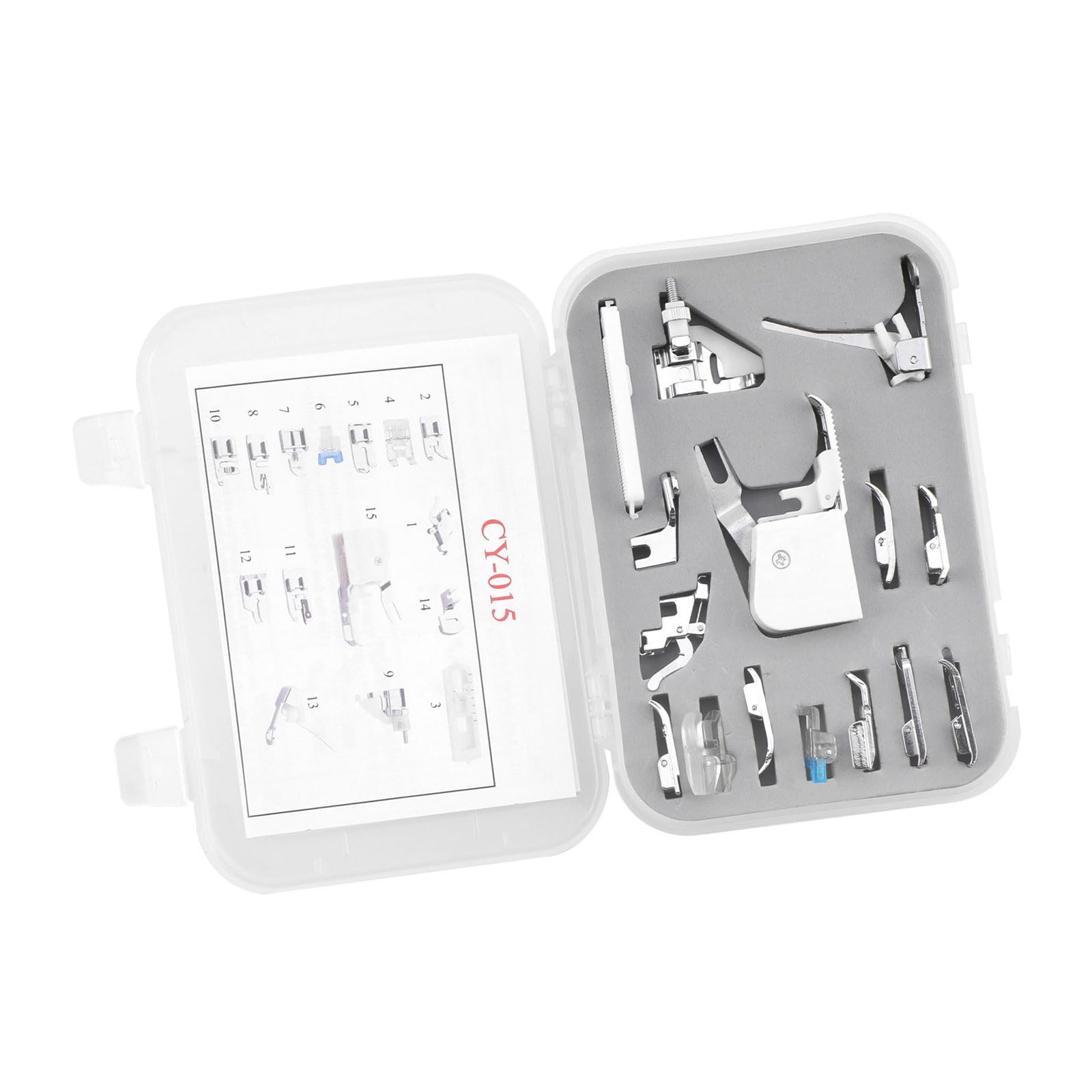 Tsophreniq Household Sewing Machine Presser Feet Set 7/15 / 32/42 / 52Pcs Multifunctional Foot Attachments for Sewing Hemming Foot Set