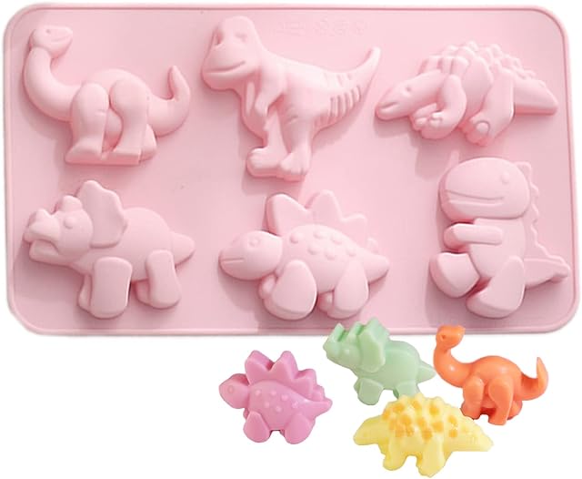 Holzsammlung Silicone Mold Pan, Cartoon Dinosaur Silicone Baking Mould for Kids Party's Decoration Jelly Biscuits Chocolate Candy Ice Cube Pudding Muffin, DIY Handmade Soap Moulds Tray