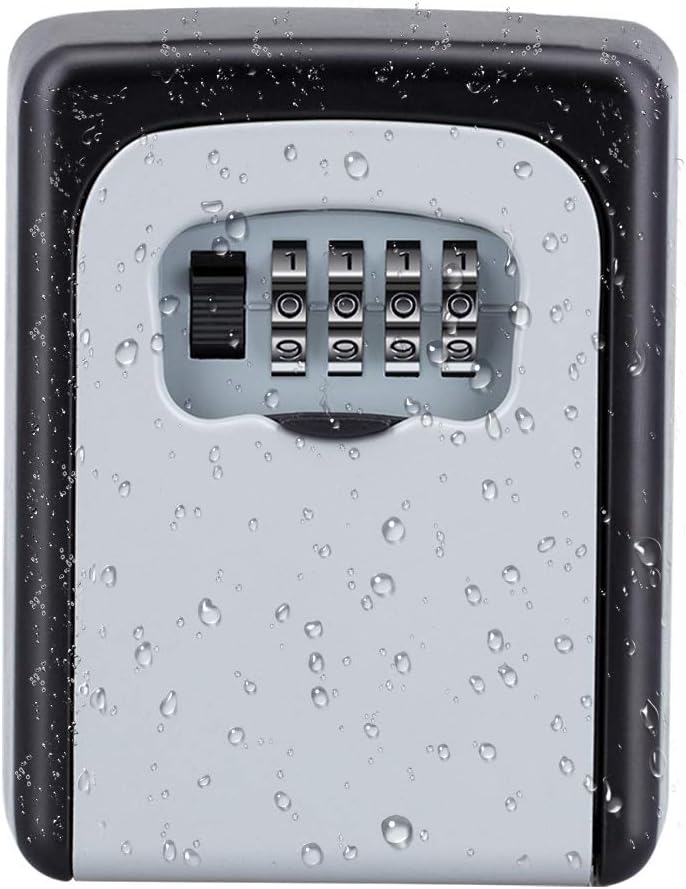 Key Box Wall Mounted, Key Storage Lock Box with Resettable Code, 4-Digit Combination Lock Box, Code Storage Case, Cipher Lock Box for Realtors, Contractors, Kids, Spare Key Storage