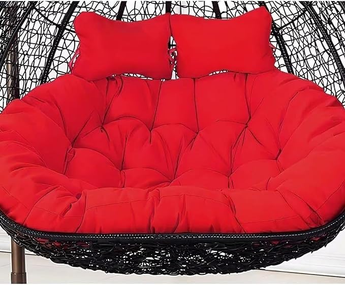 WUTTLE Hanging Egg Chair Cushions Replacement, Double Swing Chair Cushion Waterproof Fade and Tear Resistant Lounge Deck Chair Cushions for Patio Lawn Pool Resort Hotel (Cushion Only)(Rojo)