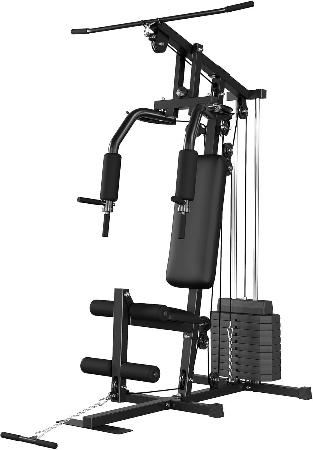Multifunctional Home Gym Machine with 100LB Weight Stack, Full Body Workout Station for Strength Training, LAT Pulldown, Chest Press, Leg Extension & Row, Compact Home Gym Equipment for Men & Women