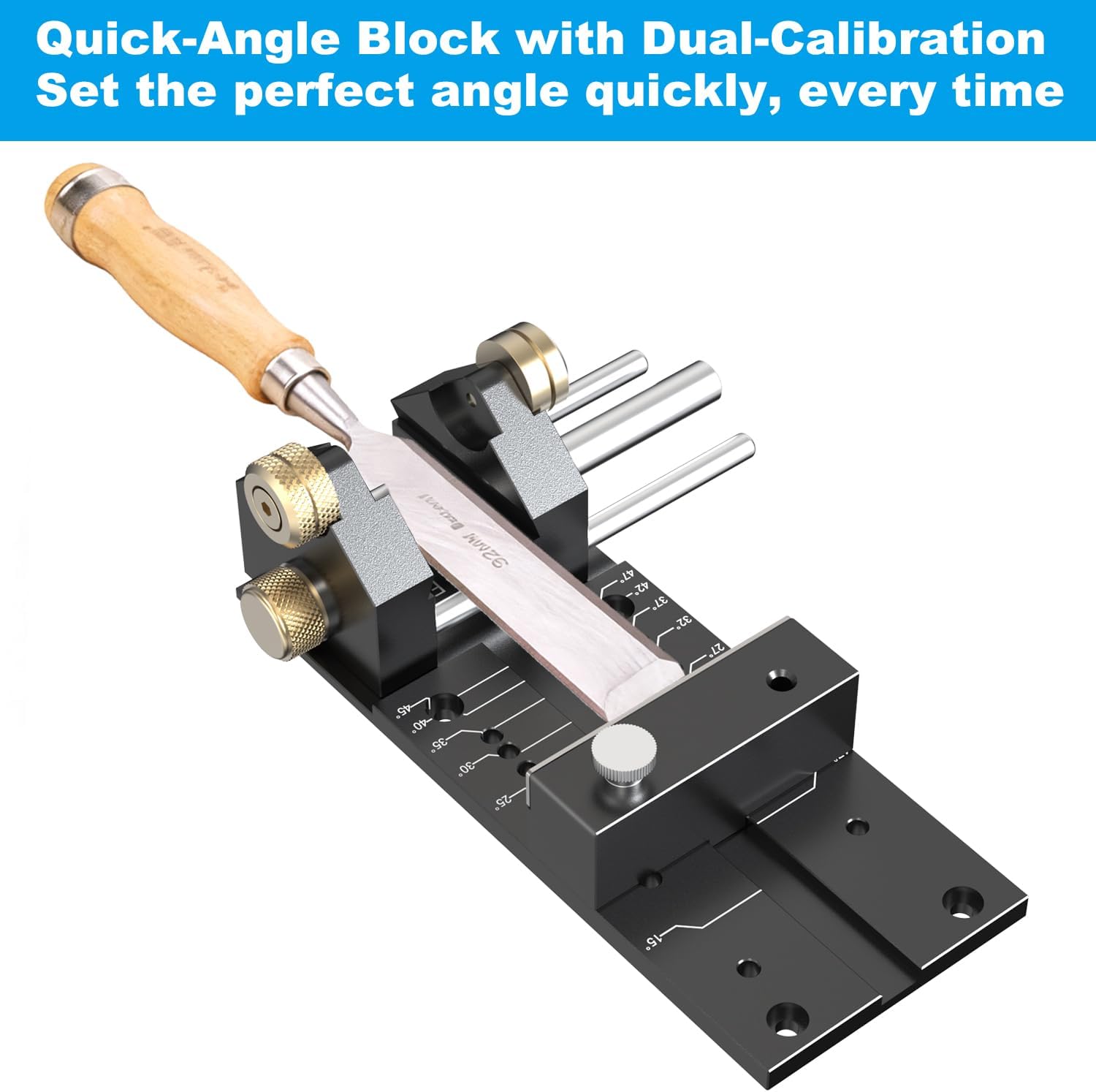 Chisel Sharpening Jig Kit Wood Honing Guide System for Woodworking Chisels and Planes (5/32" to 3") with Sharpening Angle Fixture, Angle Gauge from 10° to 45°