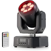 Mini 60W Bright 6LED Stage Moving Head Wash Par Light, with Remote Control Sound Active DMX512 Auto 180 Y-Axis, Party Lights for Small Venues, DJ, Bar, Home Theater, Wedding, Band gigs, Performance