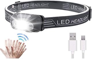LED Sensor Headlamp, Head lamp Flashlight Rechargeable Headlamp 500 Lumen XPG2 Headlight for Running Biking Fishing Camping Hiking and Kids Headlamp with USB Charging Cable Waterproof Lightweight