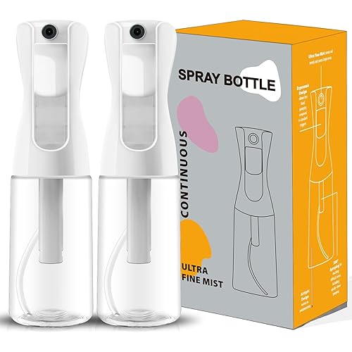 FIRUZA Continuous Spray Bottles For Hair,Ultra Fine Mist Sprayer(200ml/6.8oz 2Pack),Refillable Water Mister for Cleaning,Hairstyling, Plants, Misting & Skin Care Clear