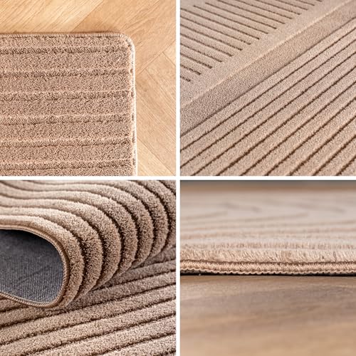 Tapis bohème lavable et facile d'entretien beige 80 x 250 cm - 3