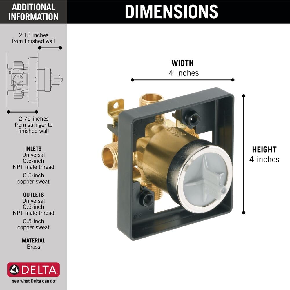 DELTA FAUCET R10000-UNBX MultiChoice Universal Bañera y Ducha, Negro, Paquete de 1
