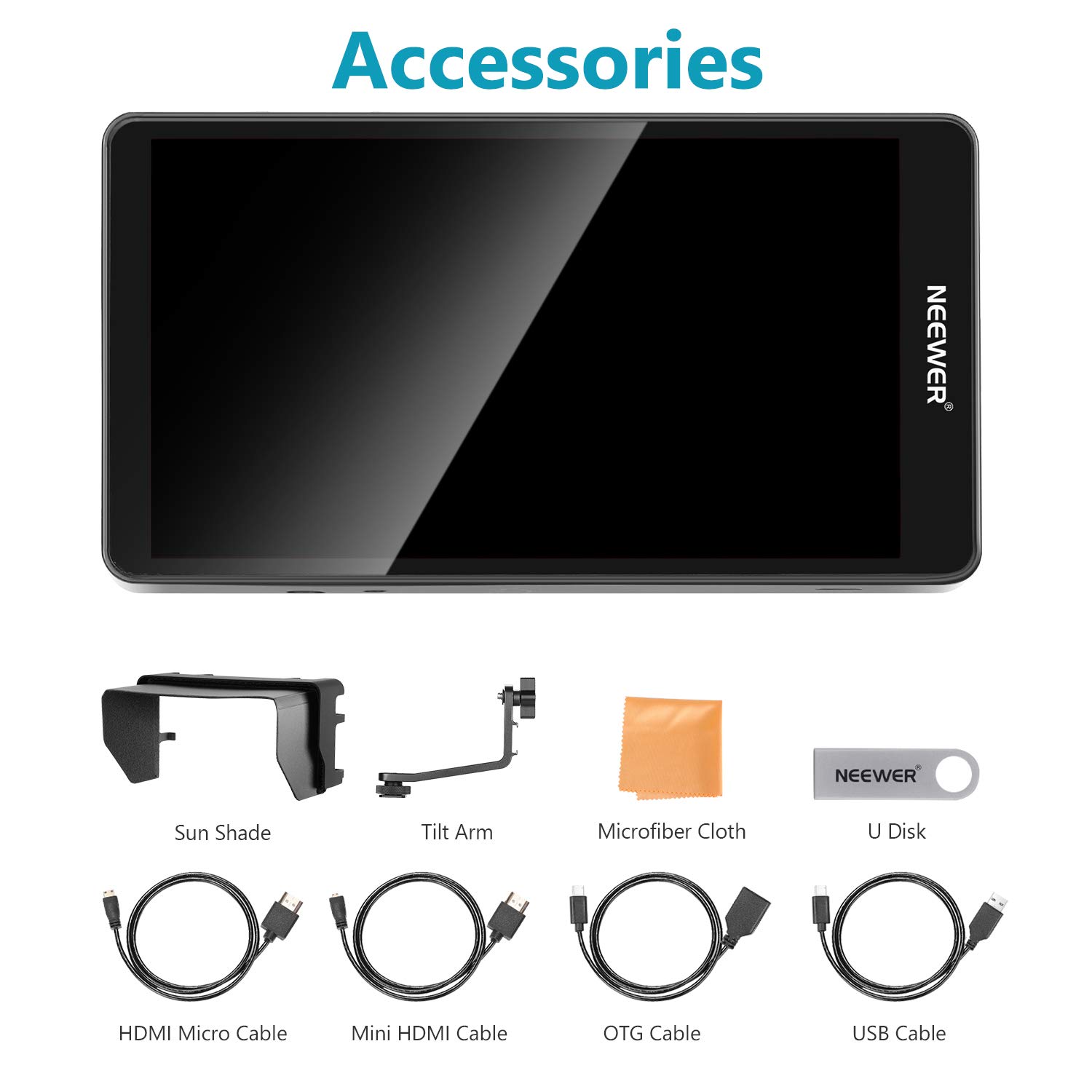 Neewer FW600 5.5-Inch Touch Screen Camera Field Monitor Full HD 1920x1080, 4K HDMI DC In/Output Waveform/Vector Scope/3D-LUT, Support Canon Sony Nikon Panasonic Fujifilm Camera (Battery Not Included)