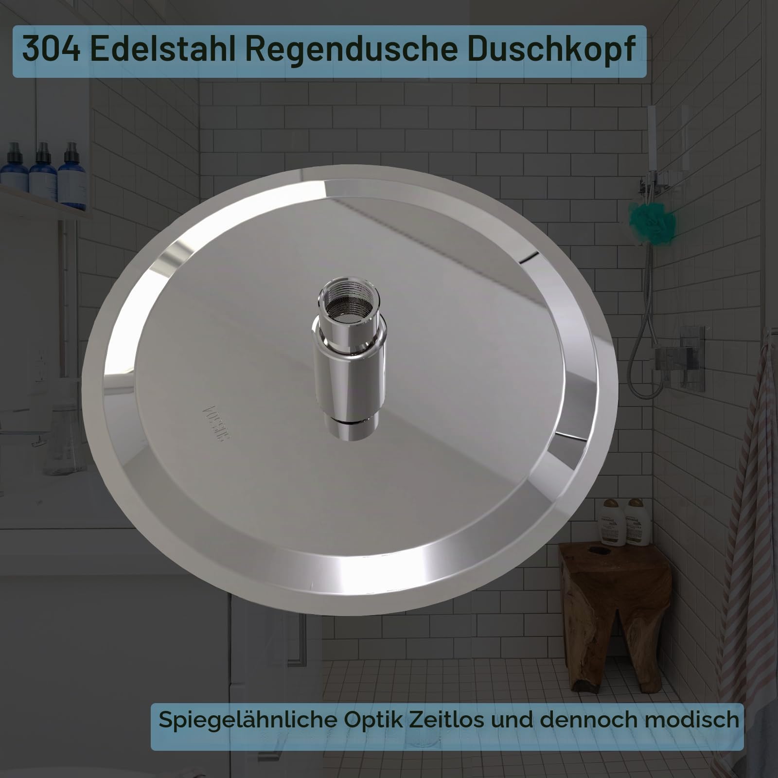 Regenduschkopf, Katezon Hochdruck-Regenduschkopf aus Edelstahl, Badezimmer-Wasserfalldusche, universelle Wand- und Deckenmontage (20cm, Chromoberfläche)