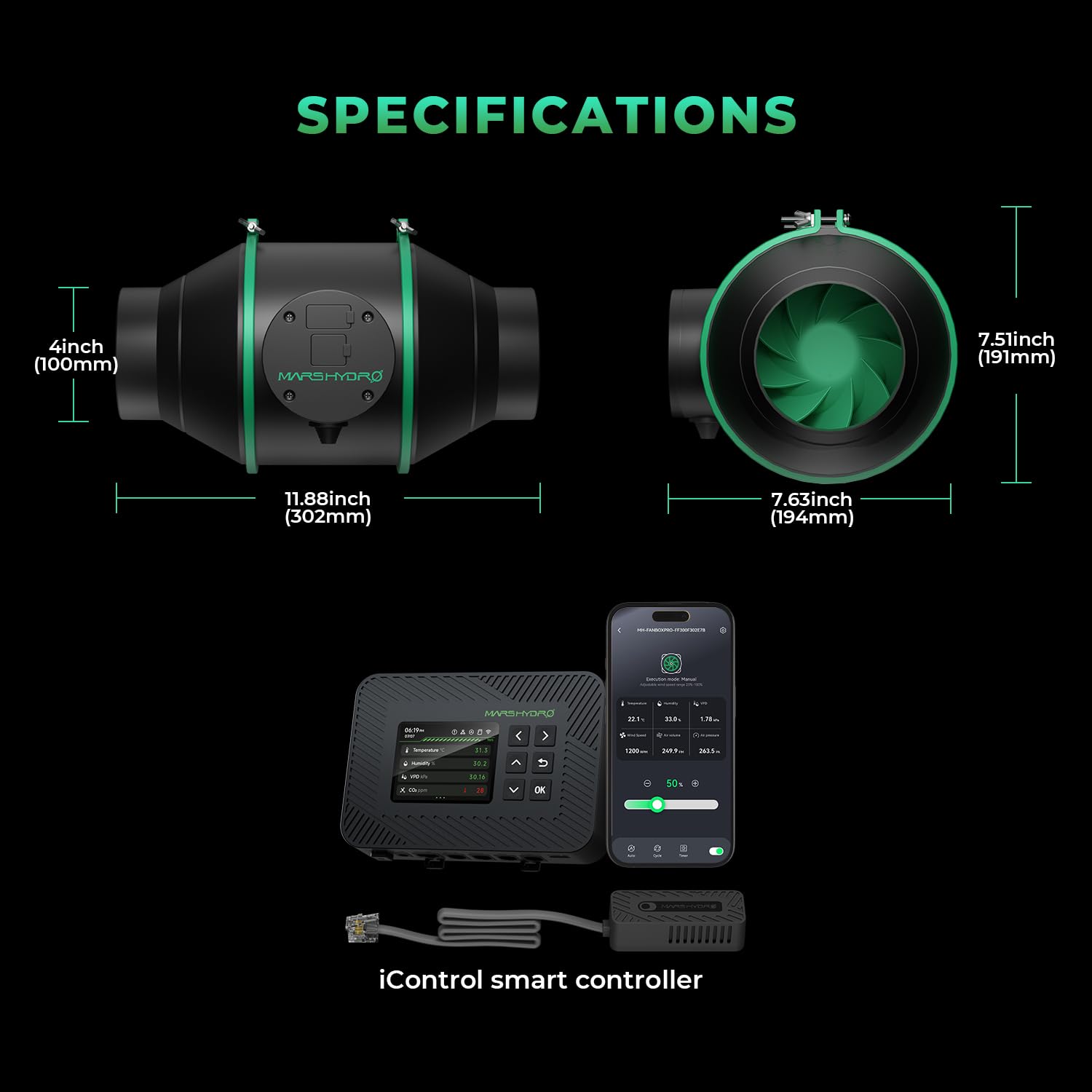 Mars Hydro 【正規保証付】インラインダクトファン 【4インチ】 61eiTDJ66dL._AC_UF350,