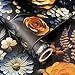 FunStick Dark Blue Floral Wallpaper Peel and Stick Orange Faux 3D Embossed Floral Wall Paper Modern Vinyl Wall Art Decor Removable Navy Blue Beige Daisy Rose Floral Contact Paper for Cabinets Ceiling