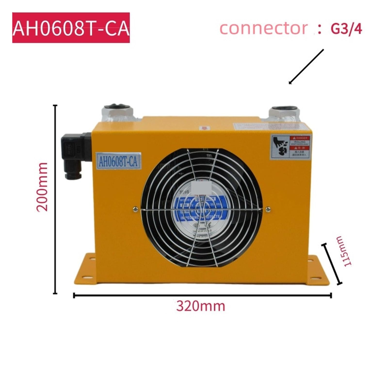 AH0608T-CA - Radiador hidráulico de aceite de 60 l/min con ventilador y sistema de refrigeración por aire, intercambiador de calor y bajo nivel de ruido fuertes vientos(AC 110)