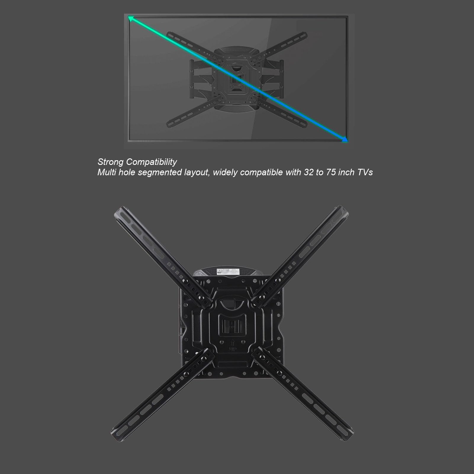 Soporte de Pared para TV de Movimiento Completo para Televisores de 32 a 75 Pulgadas de hasta 80 Libras, Soporte de Montaje en Pared, Soporte de TV Giratorio e Inclinable, para
