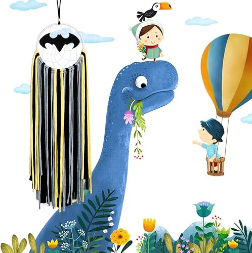 Miniatura 7 de Alynsehom Atrapasueños para dormitorio de niños, murciélagos atrapasueños, decoración de pared de Batman, gran atrapasueños, decoración de Halloween