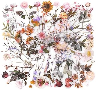 Plant & Flower Sticker Set, NogaMoga Vintage Scrapbooking Stickers Large Size PET Transparent Decorative Decals for Bullet Journals Notebook Cards DIY Crafts