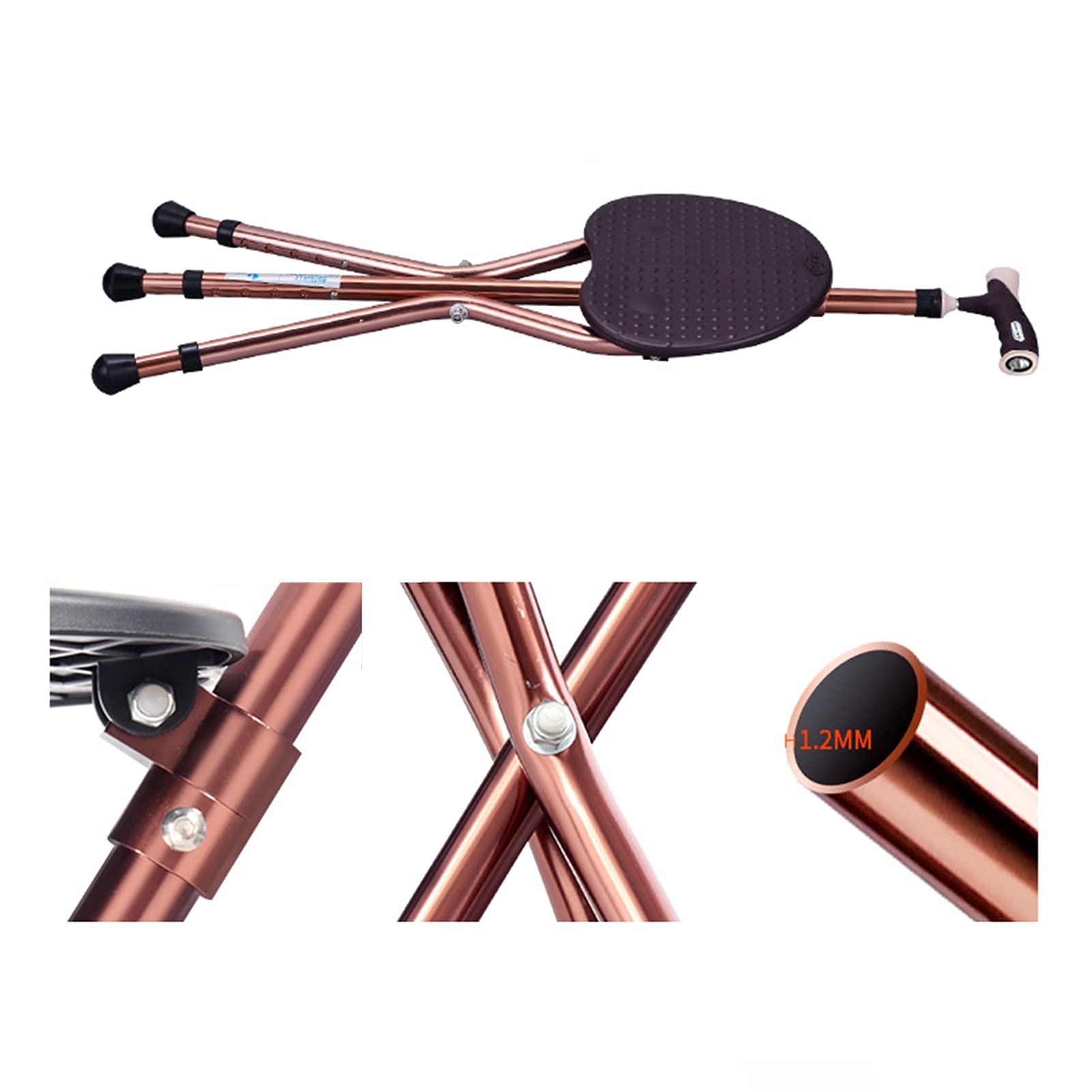 Bastón con luz LED, bastón para Hombres y Mujeres, Bastones de Agarre Ajustable y ergonómico, bastón portátil (Color : Azul)