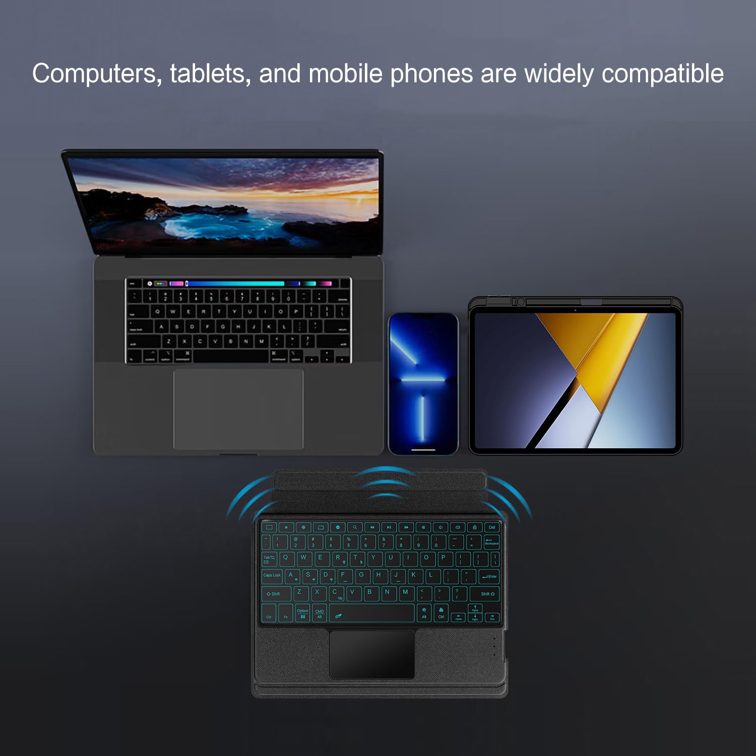 Etui na klawiaturę, kompatybilne z Xiaomi Poco Pad X1 28.4 cm (2025), podświetlane, odłączane, bezprzewodowe, Bluetooth, pokrowiec ze skóry PU, kompatybilne z Xiaomi Poco Pad X1 28.4 cm (kolor czarny)